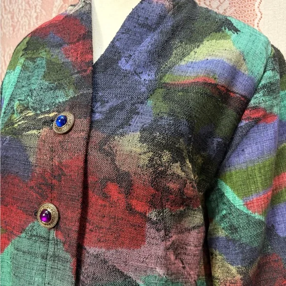 Vintage 90s Abstract Art Button Jacket Sz M/Lg - Picture 3 of 8